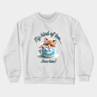 Cute Red Fox Blue White Floral Tea Cup Crewneck Sweatshirt